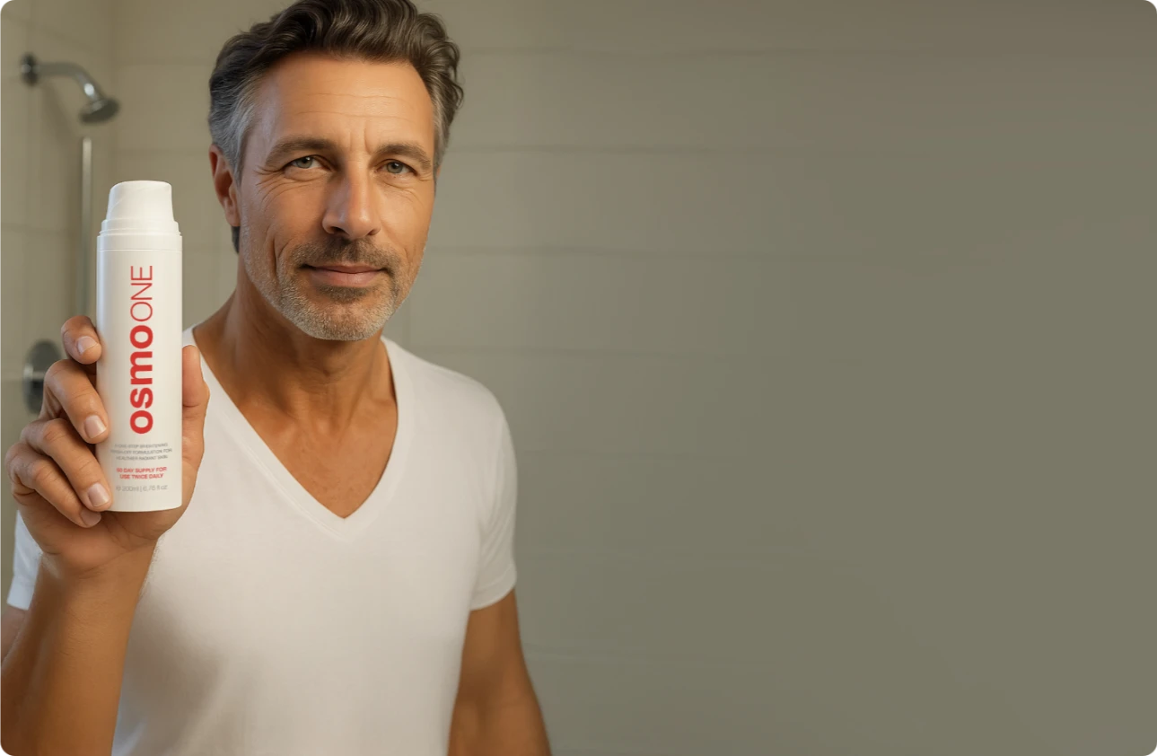 A man holding the OsmoOne Daily Moisturiser